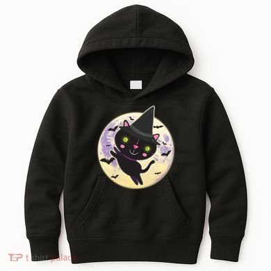 Cute Halloween Cat Moon Kids Hoodie