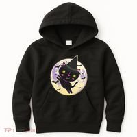 Cute Halloween Cat Moon Kids Hoodie thumb 0