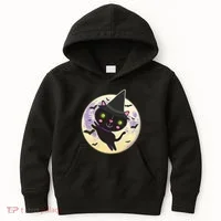 Cute Halloween Cat Moon Kids Hoodie thumb 0