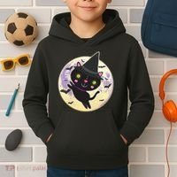 Cute Halloween Cat Moon Kids Hoodie thumb 2