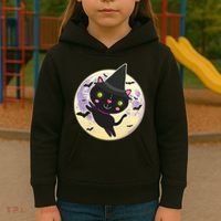 Cute Halloween Cat Moon Kids Hoodie thumb 3