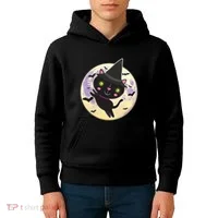 Cute Halloween Cat Moon Kids Hoodie thumb 4