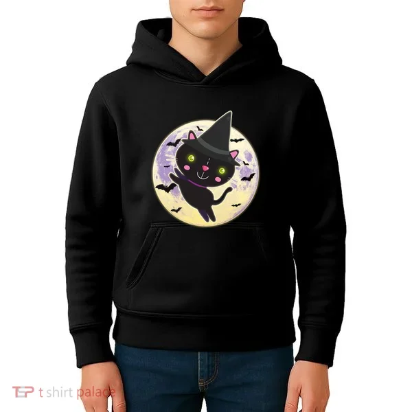 Cute Halloween Cat Moon Kids Hoodie