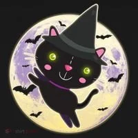 Cute Halloween Cat Moon Kids Long Sleeve Shirt thumb 2