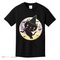Cute Halloween Cat Moon Kids T-Shirt thumb 0