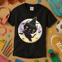 Cute Halloween Cat Moon Kids T-Shirt thumb 3