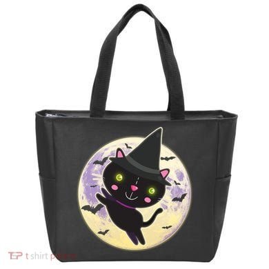 Cute Halloween Cat Moon Tote Bag