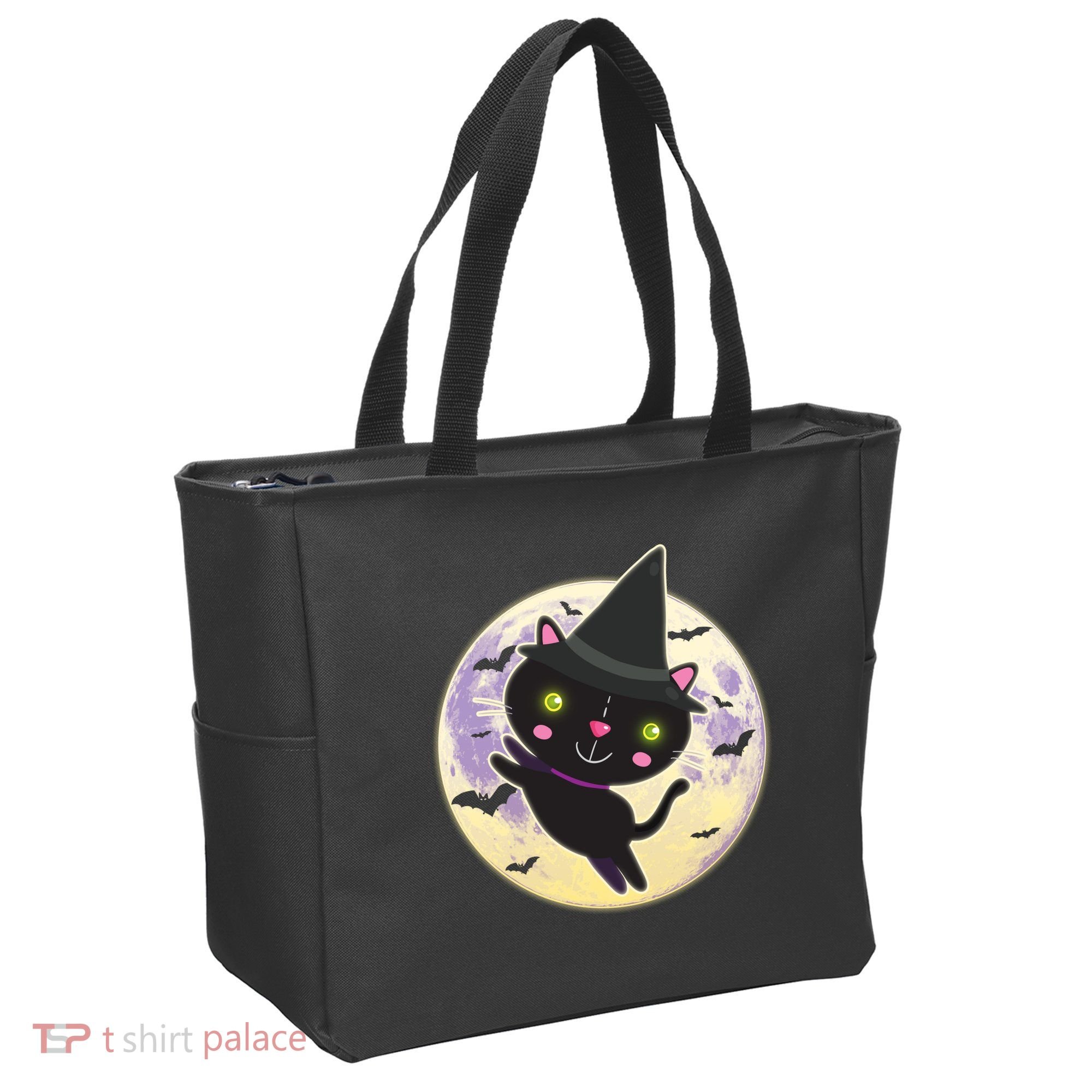 Cute Halloween Cat Moon Tote Bag