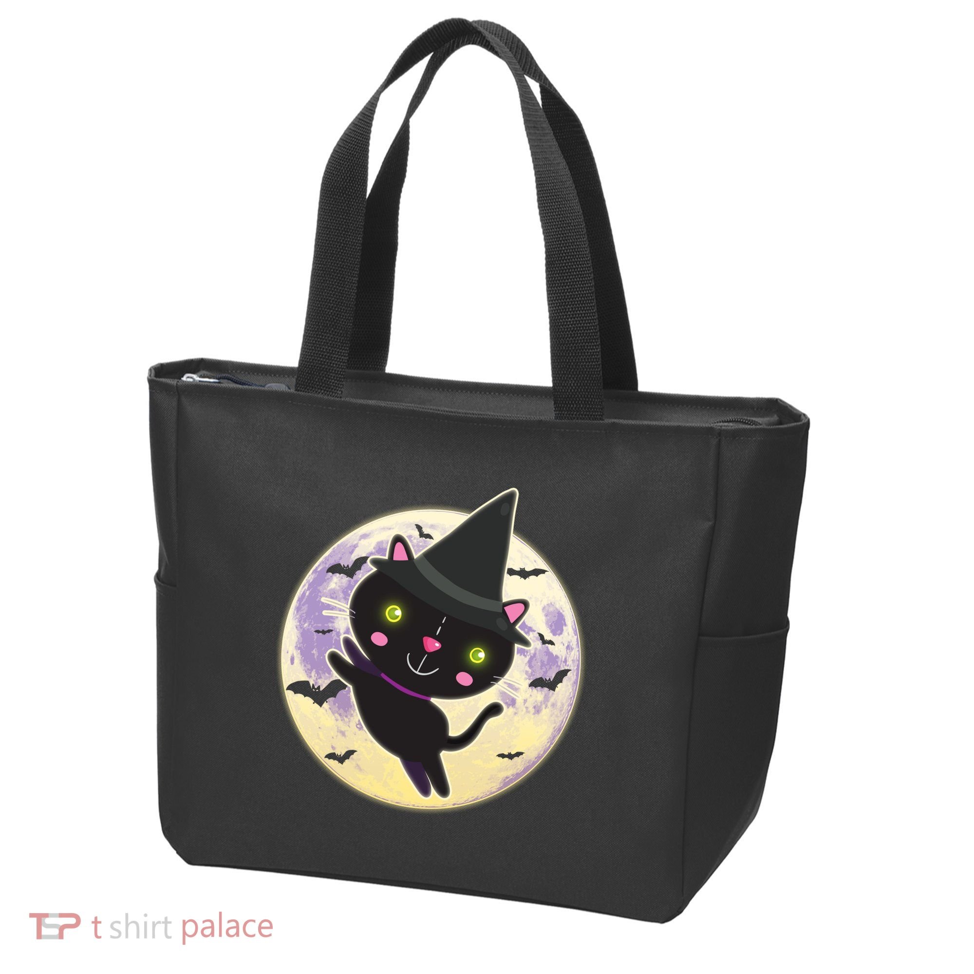Cute Halloween Cat Moon Tote Bag