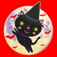 Cute Halloween Cat Moon Santa Hat thumb 1