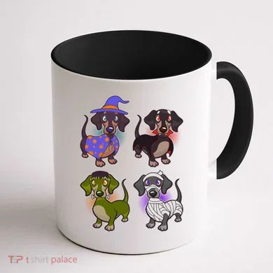 Cute Halloween Dachshunds  Coffee Mug back