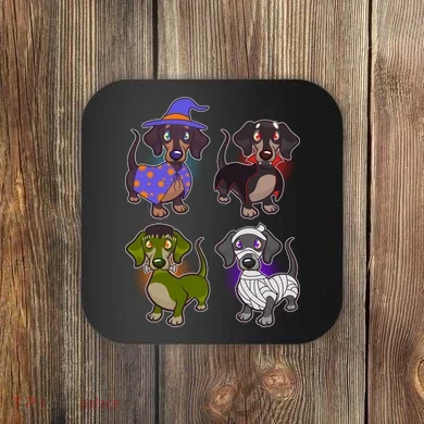 Cute Halloween Dachshunds  Coaster