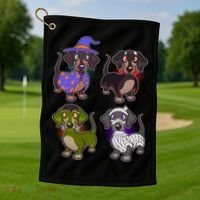 Cute Halloween Dachshunds  Golf Towel thumb 1