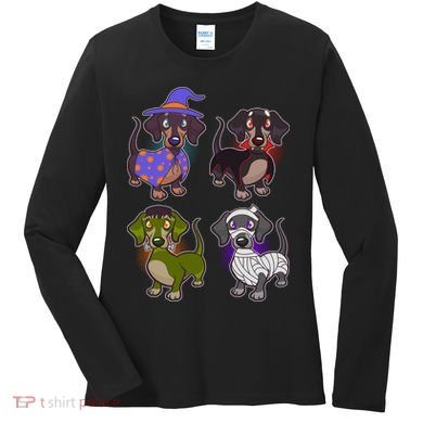 Cute Halloween Dachshunds  Women's Long Sleeve Shirt