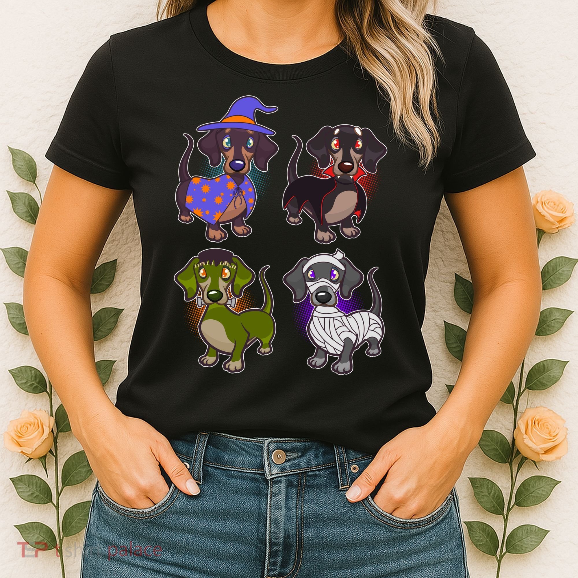 Cute Halloween Dachshunds  Women's T-Shirt