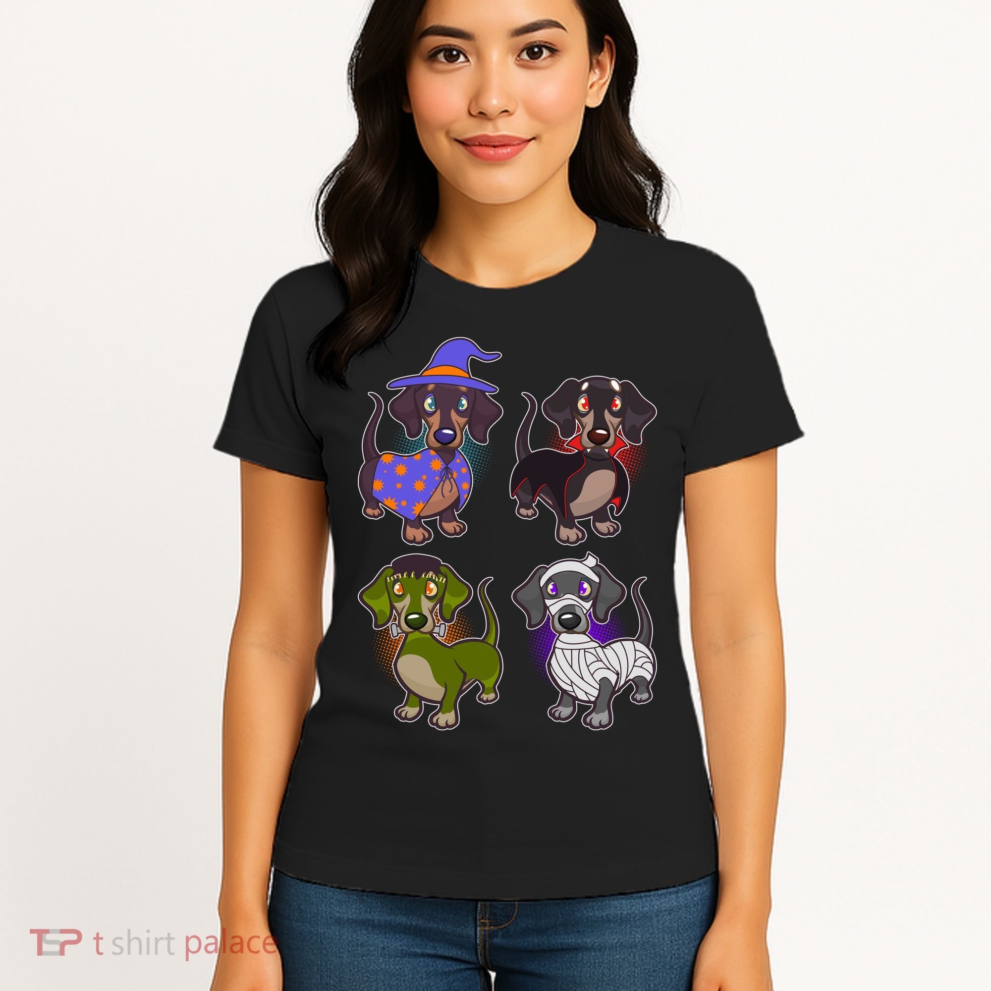 Cute Halloween Dachshunds  Women's T-Shirt