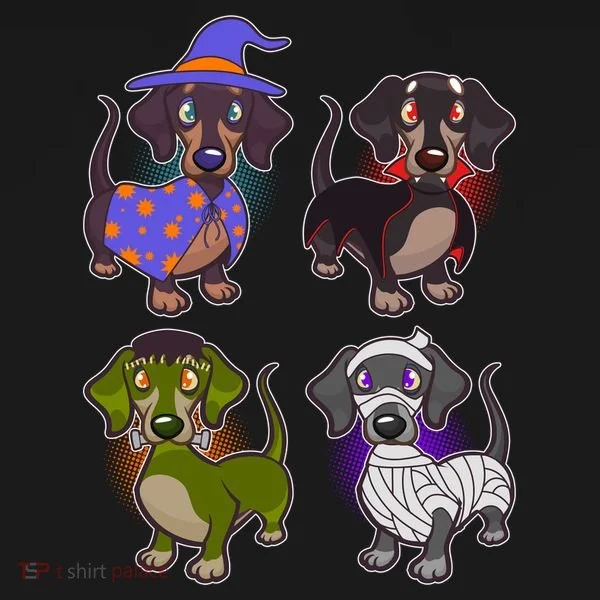 Cute Halloween Dachshunds  Kids T-Shirt