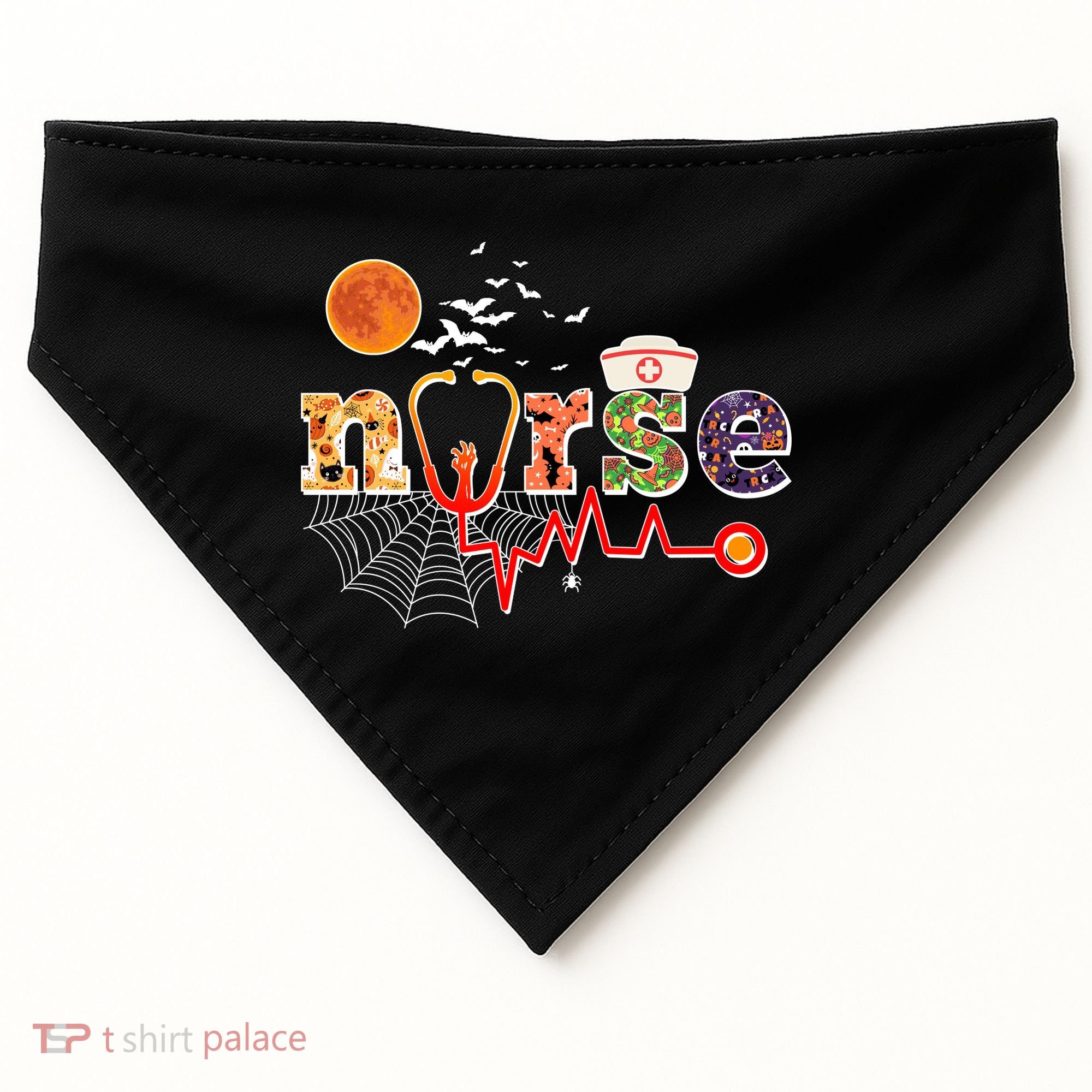 Cute Halloween Patterns Nurse USA-Made Doggie Bandana