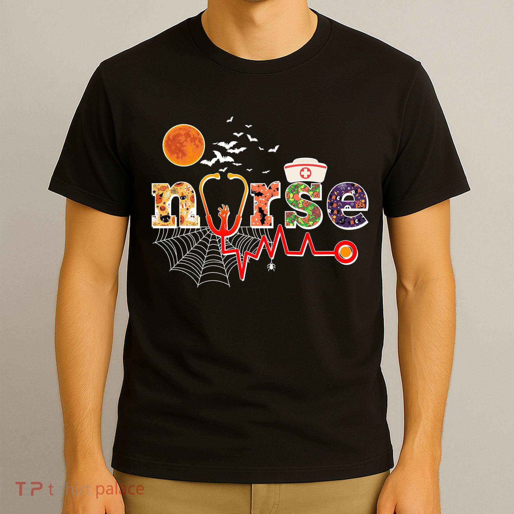 Cute Halloween Patterns Nurse T-Shirt