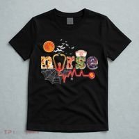 Cute Halloween Patterns Nurse T-Shirt thumb 5