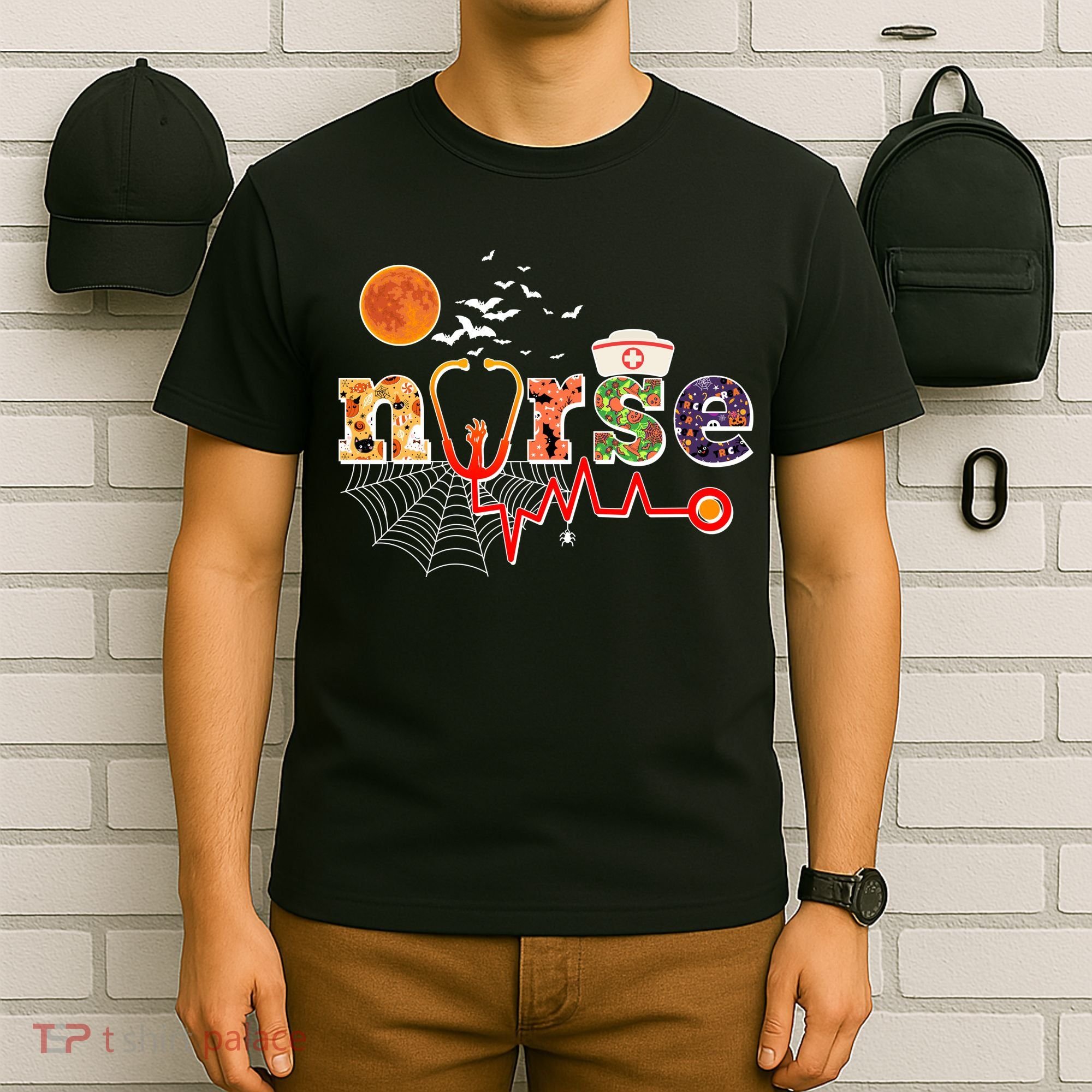 Cute Halloween Patterns Nurse T-Shirt