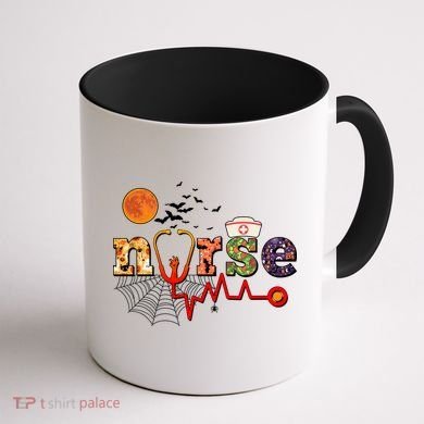 Cute Halloween Patterns Nurse Coffee Mug back