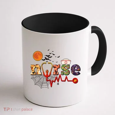 Cute Halloween Patterns Nurse Coffee Mug back