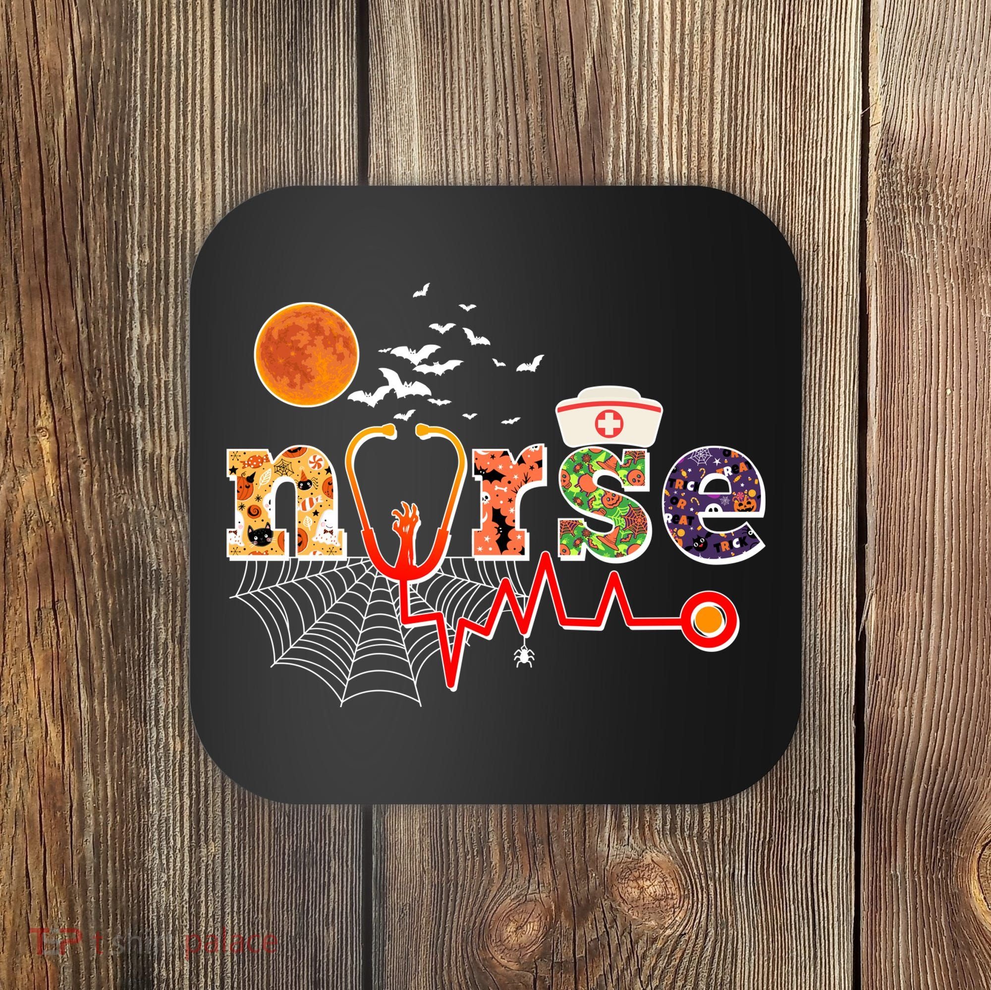 Cute Halloween Patterns Nurse Coaster