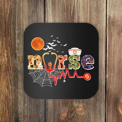 Cute Halloween Patterns Nurse Coaster