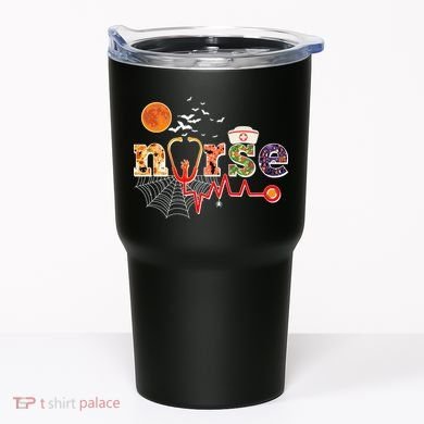 Cute Halloween Patterns Nurse Tumbler