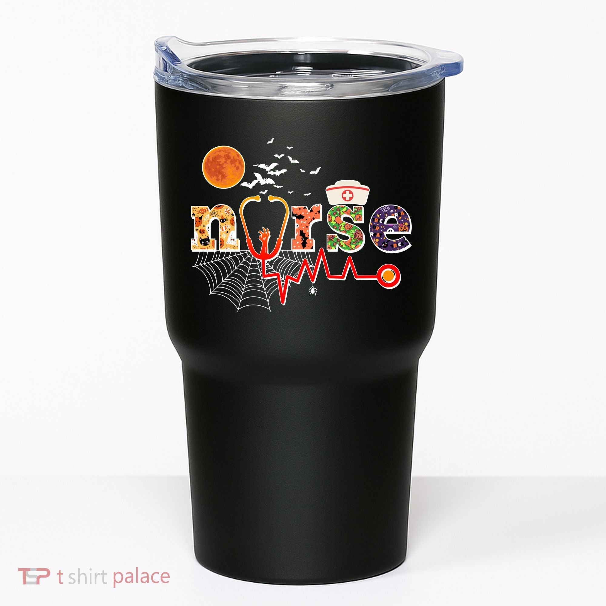Cute Halloween Patterns Nurse Tumbler