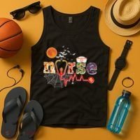 Cute Halloween Patterns Nurse Tank Top thumb 4