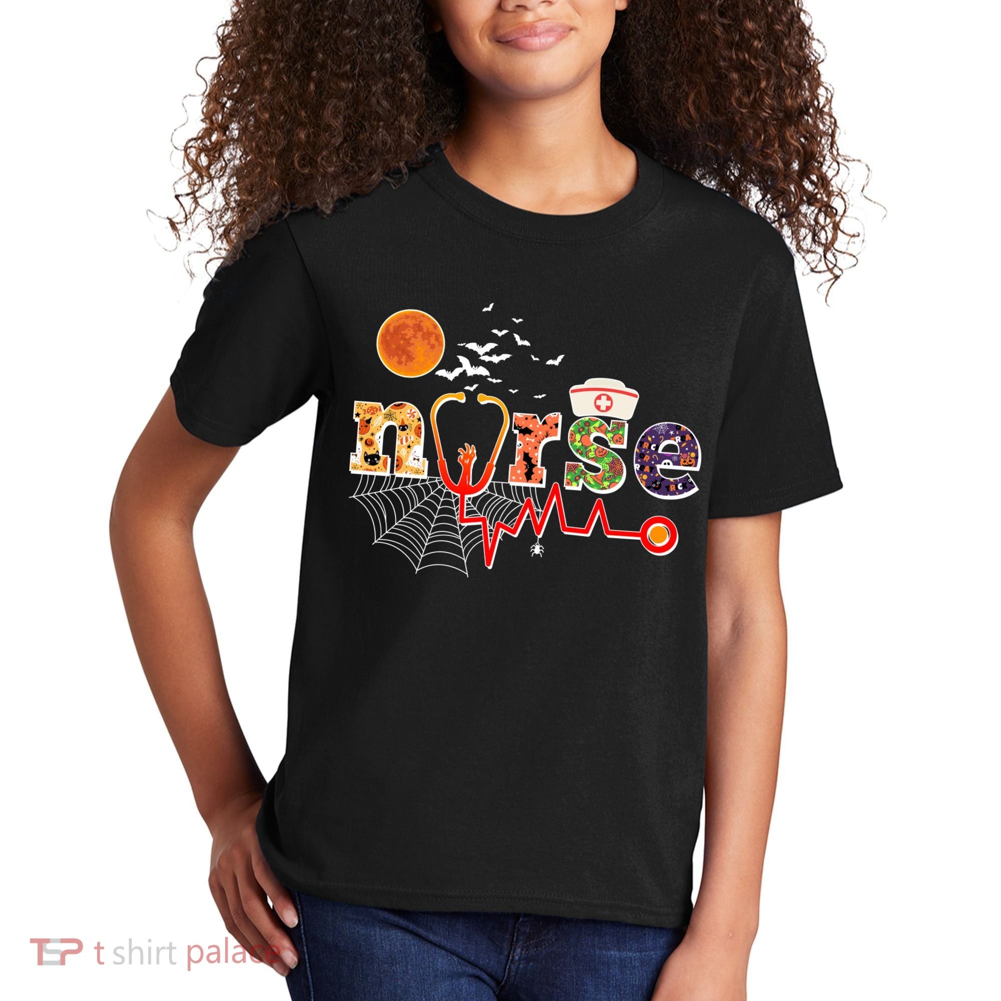 Cute Halloween Patterns Nurse Kids T-Shirt