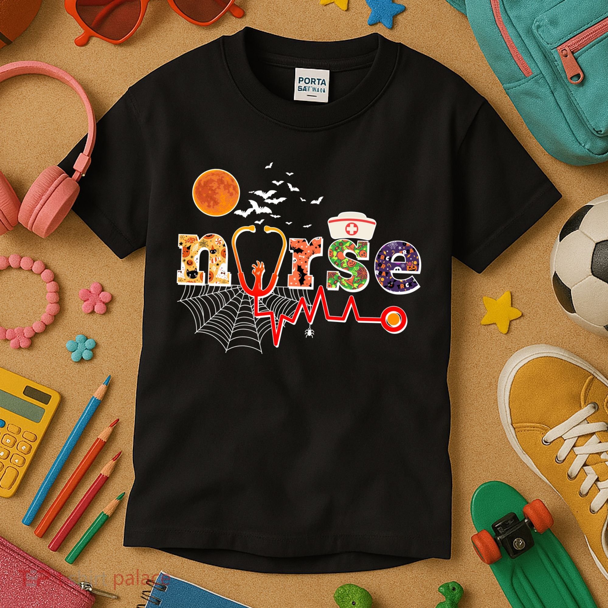 Cute Halloween Patterns Nurse Kids T-Shirt