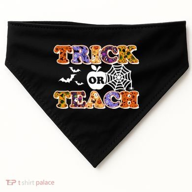 Cute Halloween Trick Or Teach Teacher USA-Made Doggie Bandana
