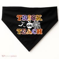 Cute Halloween Trick Or Teach Teacher USA-Made Doggie Bandana thumb 0
