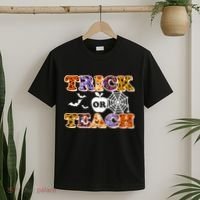 Cute Halloween Trick Or Teach Teacher T-Shirt thumb 2