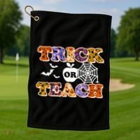 Cute Halloween Trick Or Teach Teacher Golf Towel thumb 1