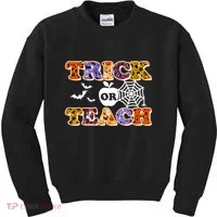 Cute Halloween Trick Or Teach Teacher Kids Sweatshirt thumb 0