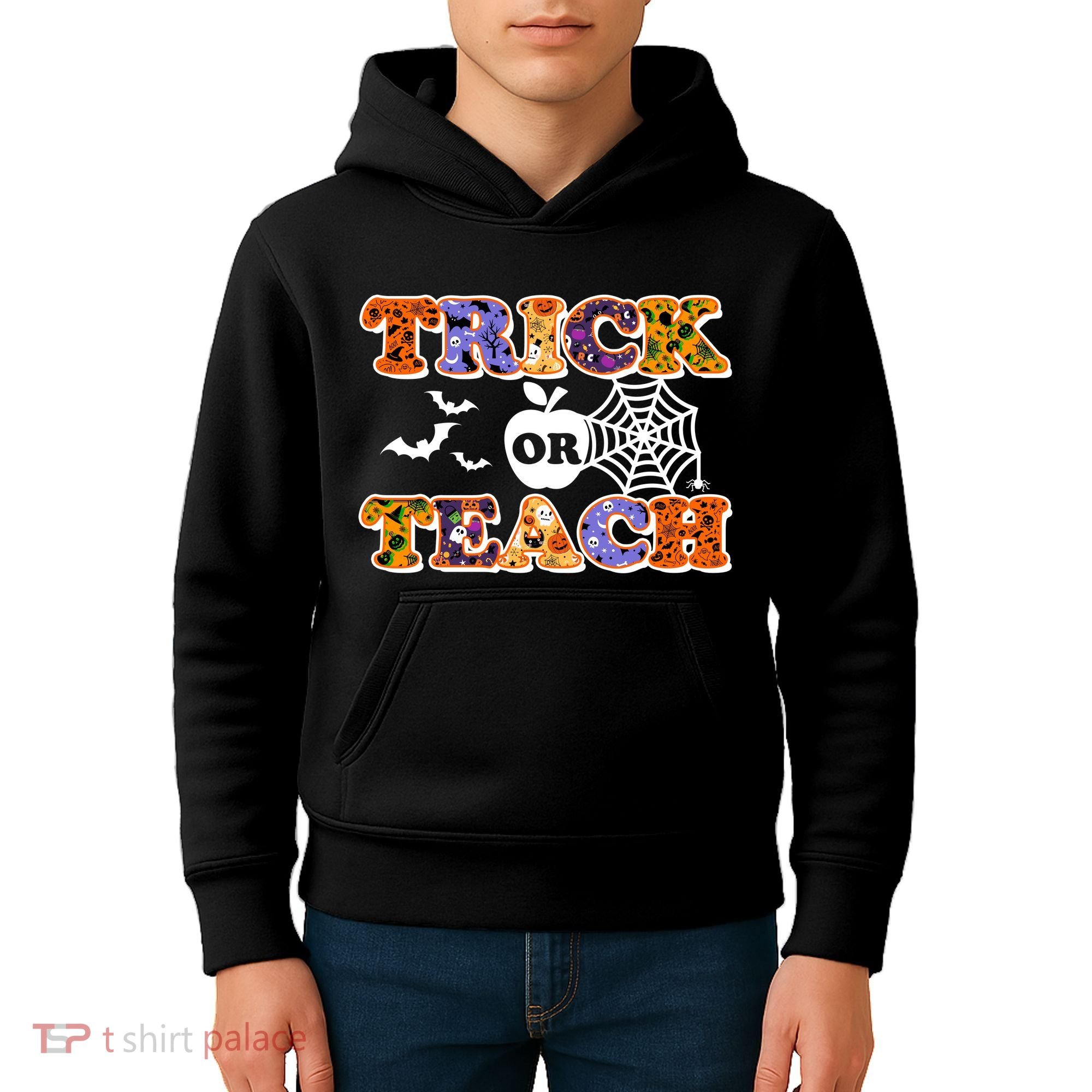 Cute Halloween Trick Or Teach Teacher Kids Hoodie