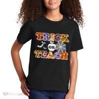 Cute Halloween Trick Or Teach Teacher Kids T-Shirt thumb 2