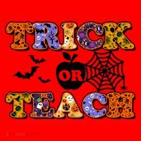 Cute Halloween Trick Or Teach Teacher Santa Hat thumb 1
