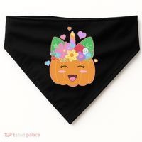 Cute Halloween Unicorn Pumpkin USA-Made Doggie Bandana thumb 0