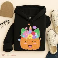 Cute Halloween Unicorn Pumpkin Hoodie thumb 4