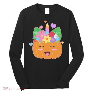 Cute Halloween Unicorn Pumpkin Long Sleeve Shirt