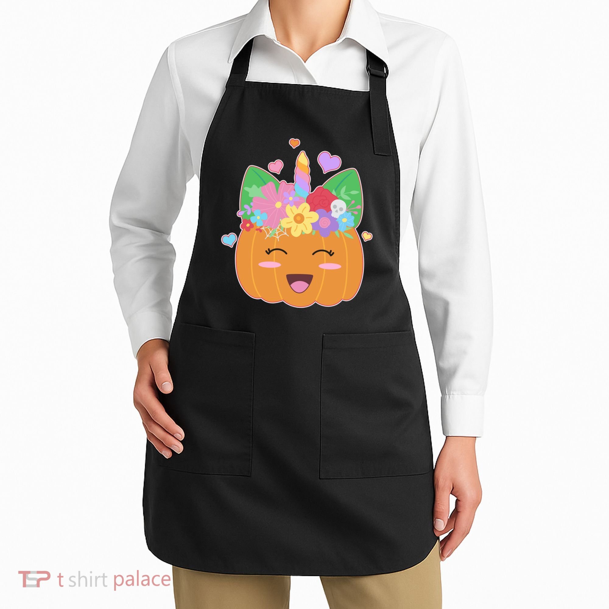 Cute Halloween Unicorn Pumpkin Apron