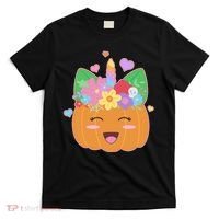 Cute Halloween Unicorn Pumpkin T-Shirt thumb 0