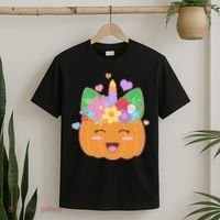 Cute Halloween Unicorn Pumpkin T-Shirt thumb 2