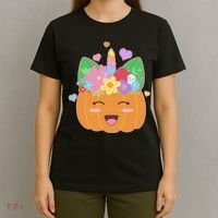 Cute Halloween Unicorn Pumpkin T-Shirt thumb 4