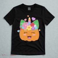 Cute Halloween Unicorn Pumpkin T-Shirt thumb 5